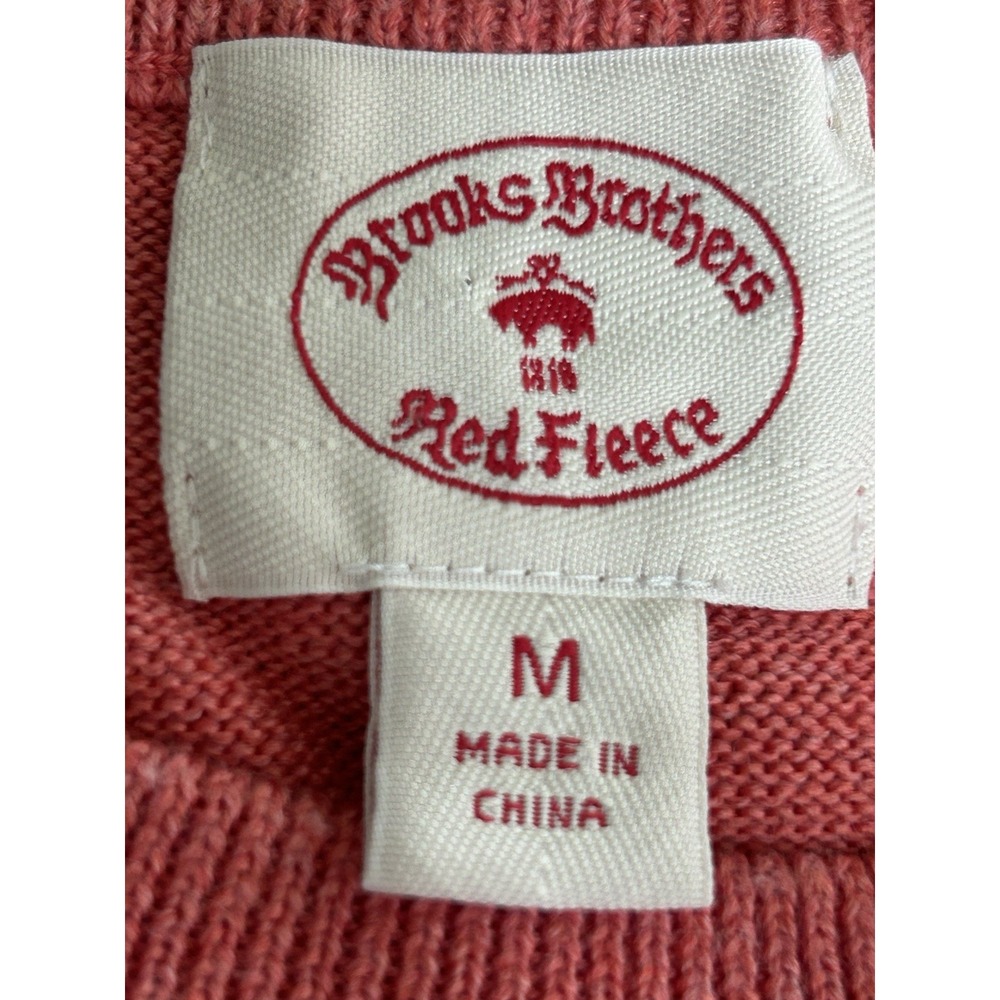 Brooks Brothers Men's Red Fleece‎ Sweater With Logo Size Medium Peach Color - Picture 7 of 8